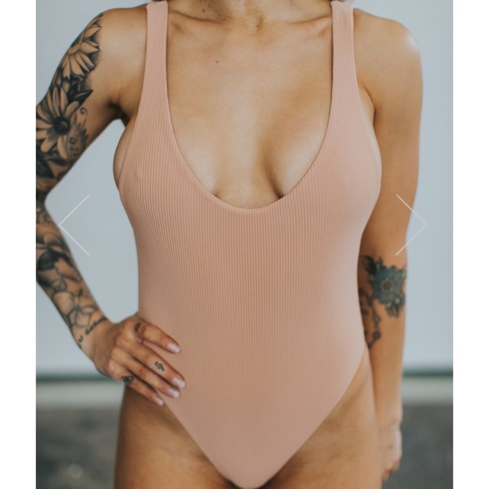 One Piece Swimsuit - Trendy Ribbed Fabric